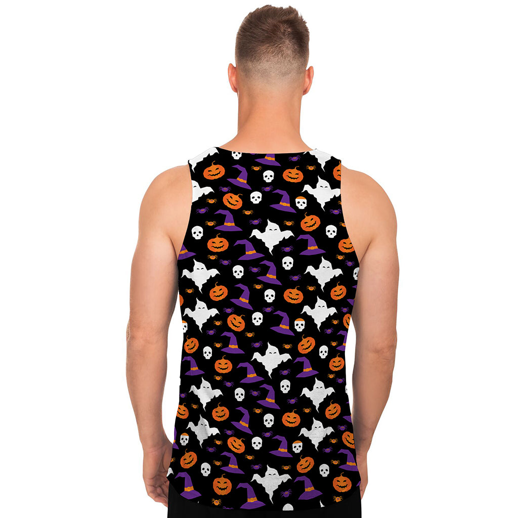 Happy Halloween Ghost Pattern Print Men's Tank Top