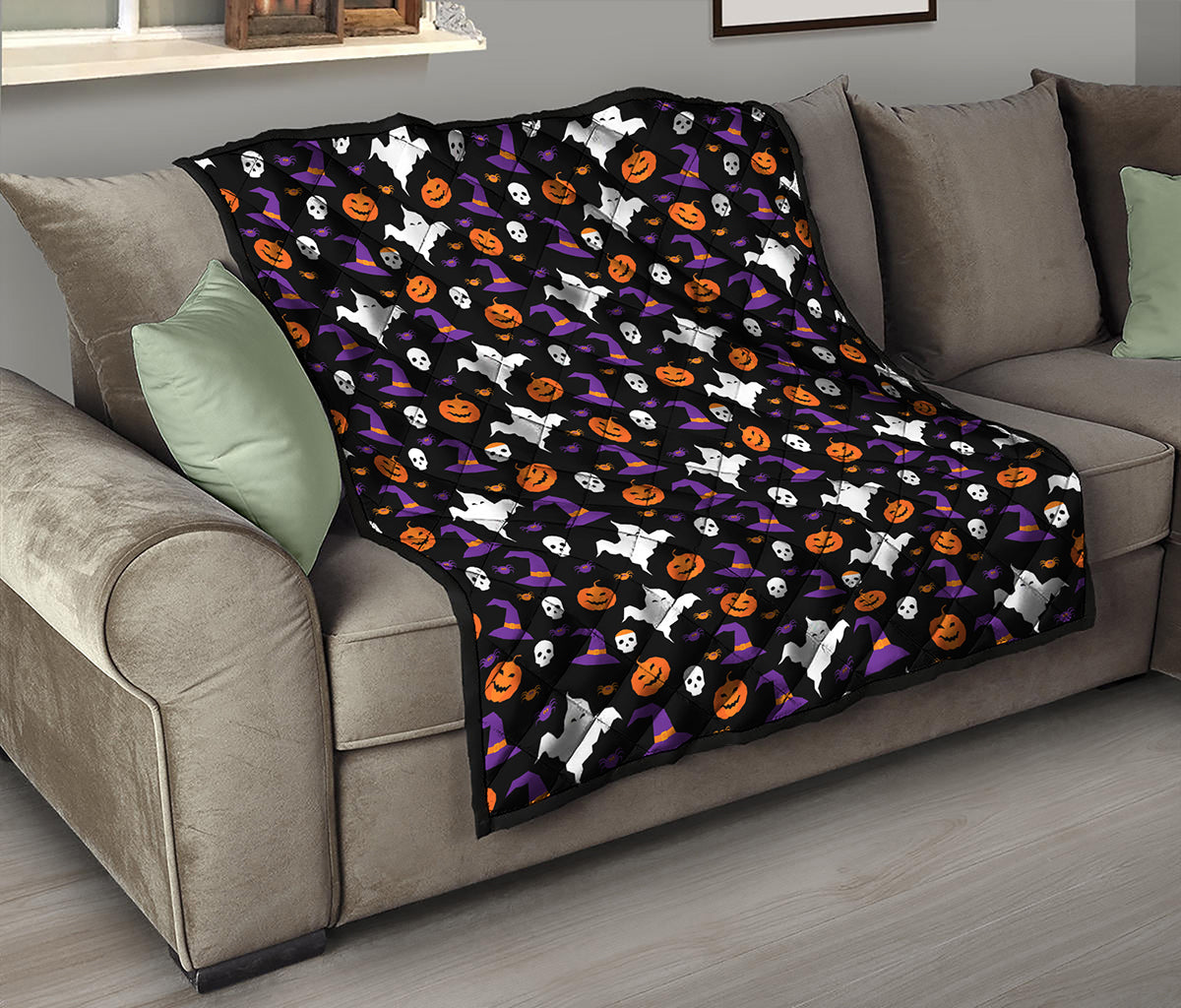 Happy Halloween Ghost Pattern Print Quilt