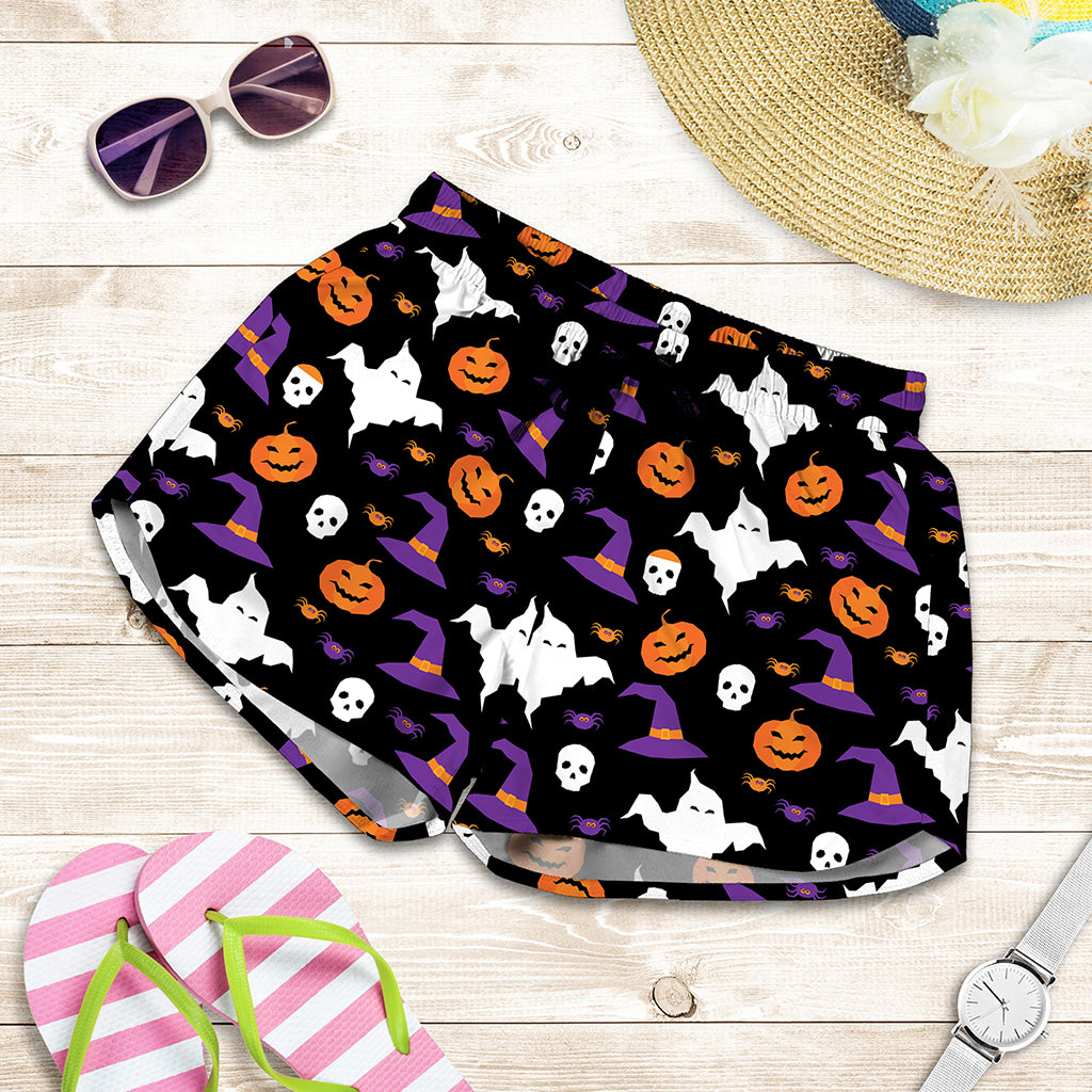 Happy Halloween Ghost Pattern Print Women's Shorts