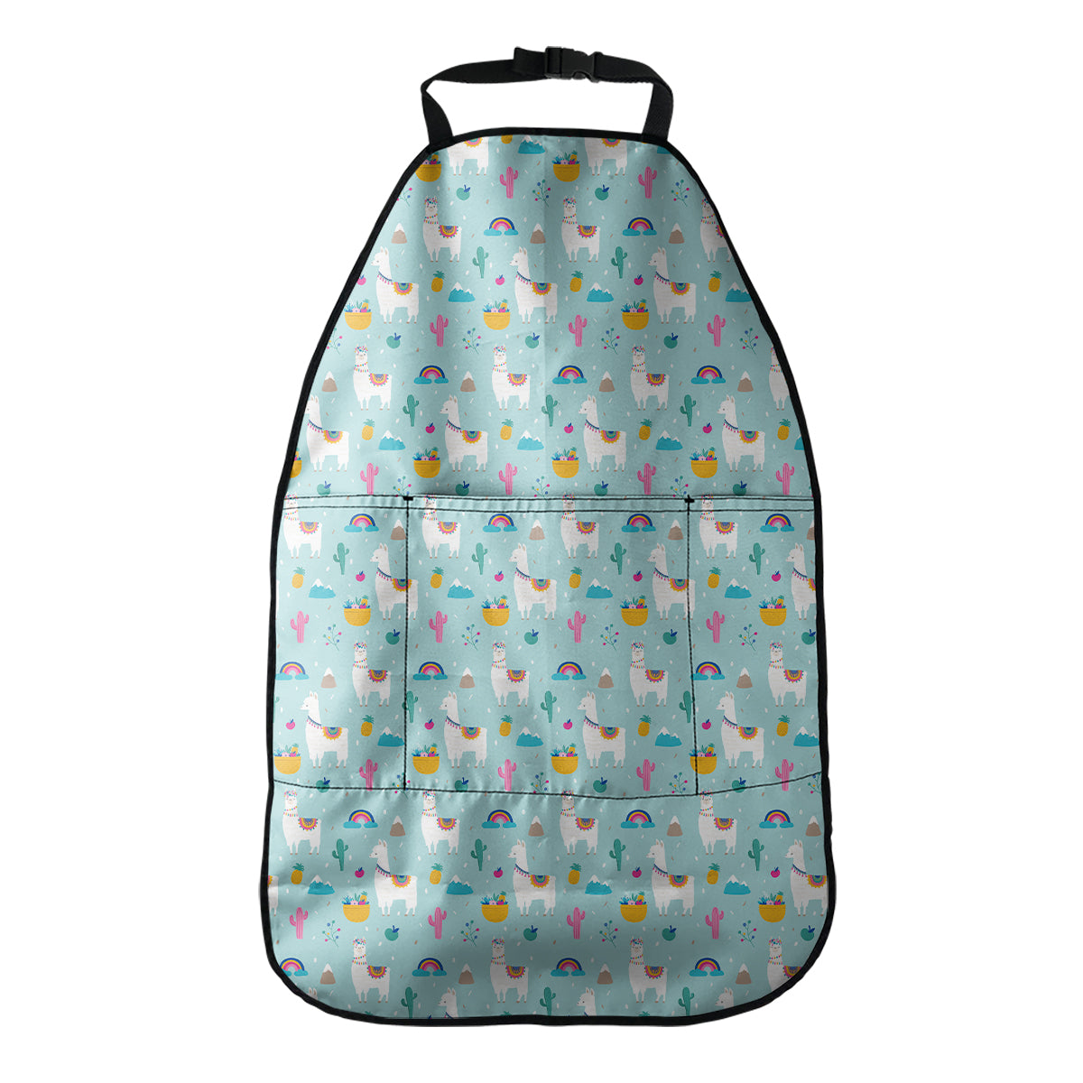 Happy Llama And Cactus Pattern Print Car Seat Organizers