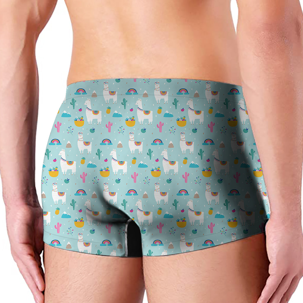Happy Llama And Cactus Pattern Print Men's Boxer Briefs