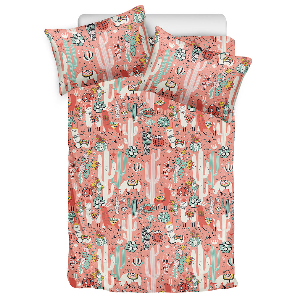 Happy Llama Pattern Print Duvet Cover Bedding Set