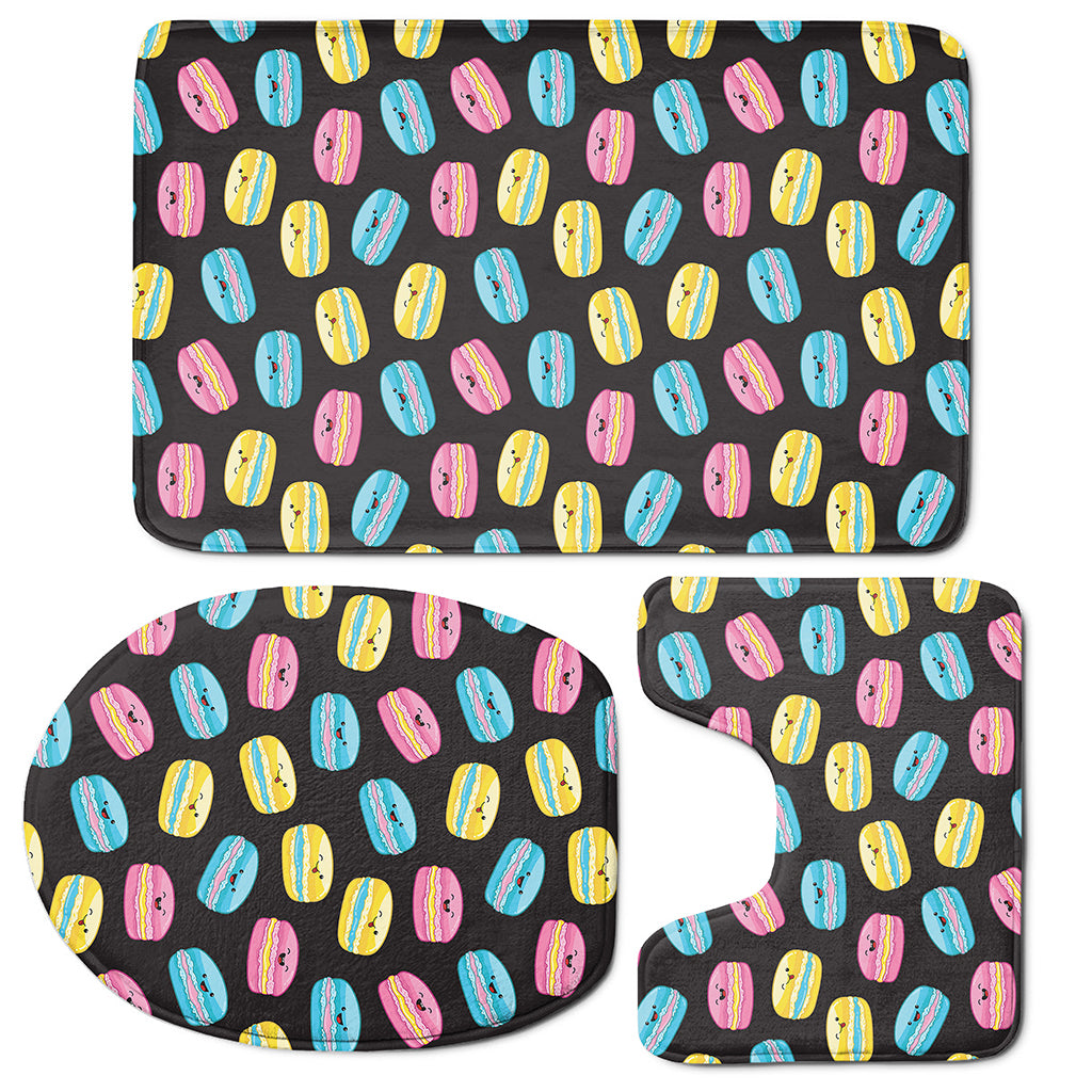 Happy Macarons Pattern Print 3 Piece Bath Mat Set