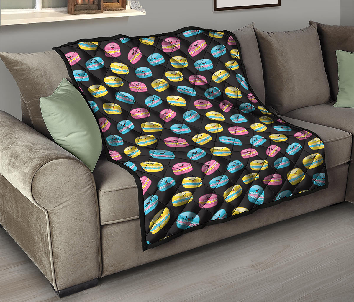 Happy Macarons Pattern Print Quilt