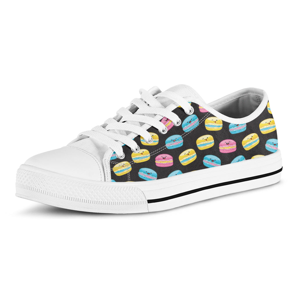 Happy Macarons Pattern Print White Low Top Shoes