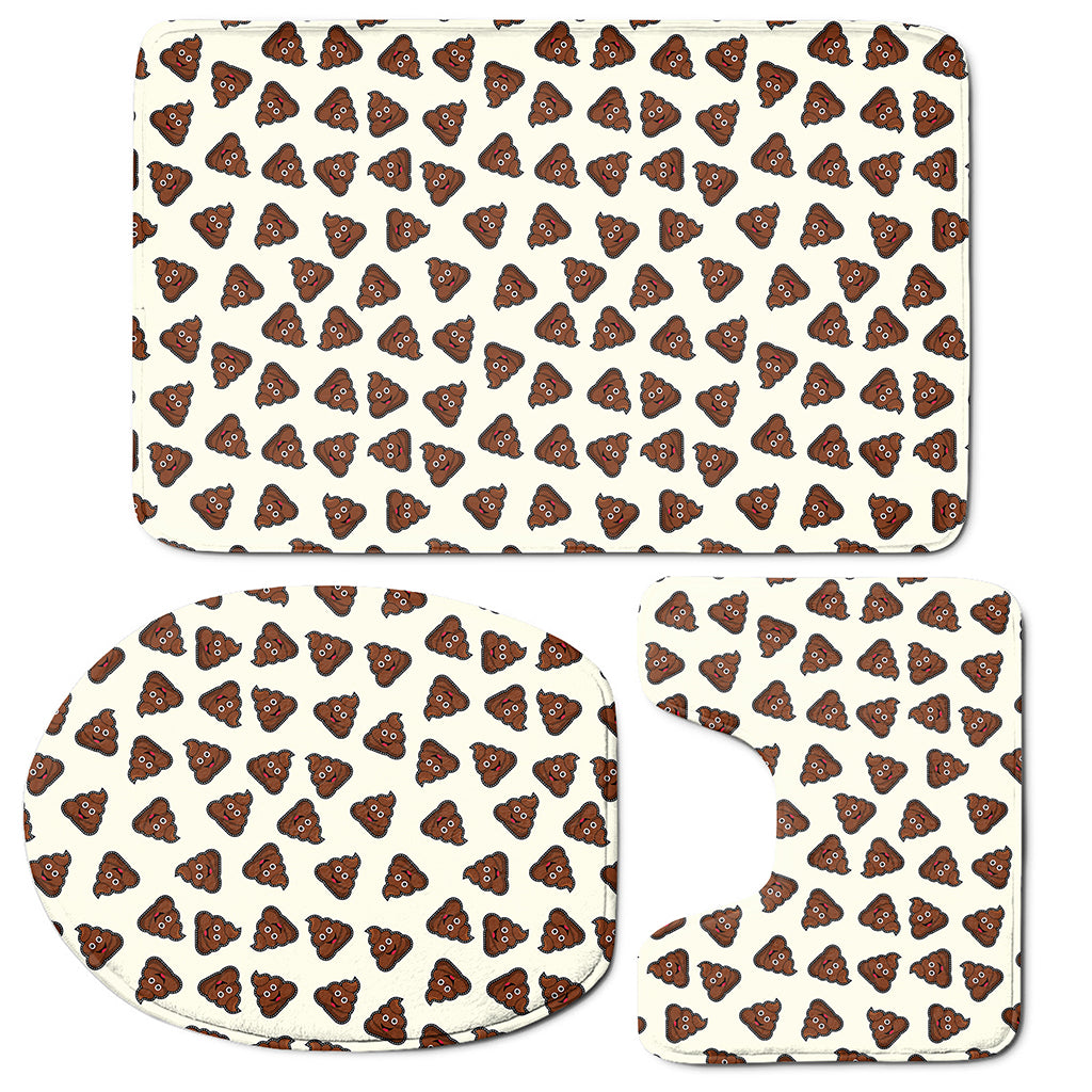 Happy Poop Pattern Print 3 Piece Bath Mat Set
