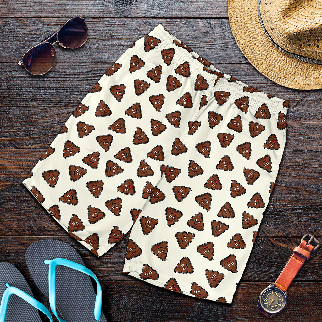 Happy Poop Pattern Print Men's Shorts