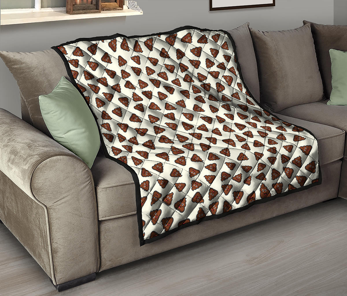 Happy Poop Pattern Print Quilt