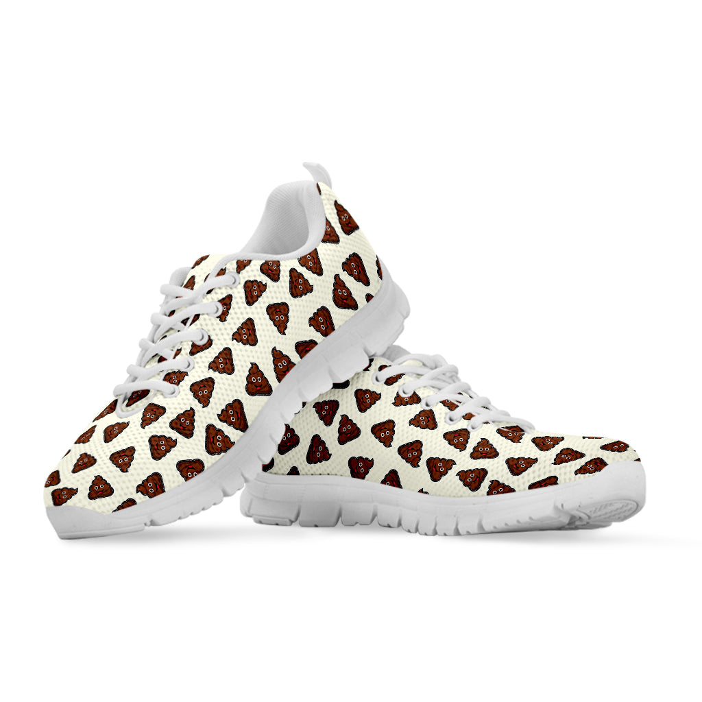 Happy Poop Pattern Print White Sneakers