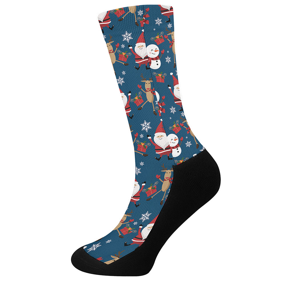 Happy Santa Claus Pattern Print Crew Socks