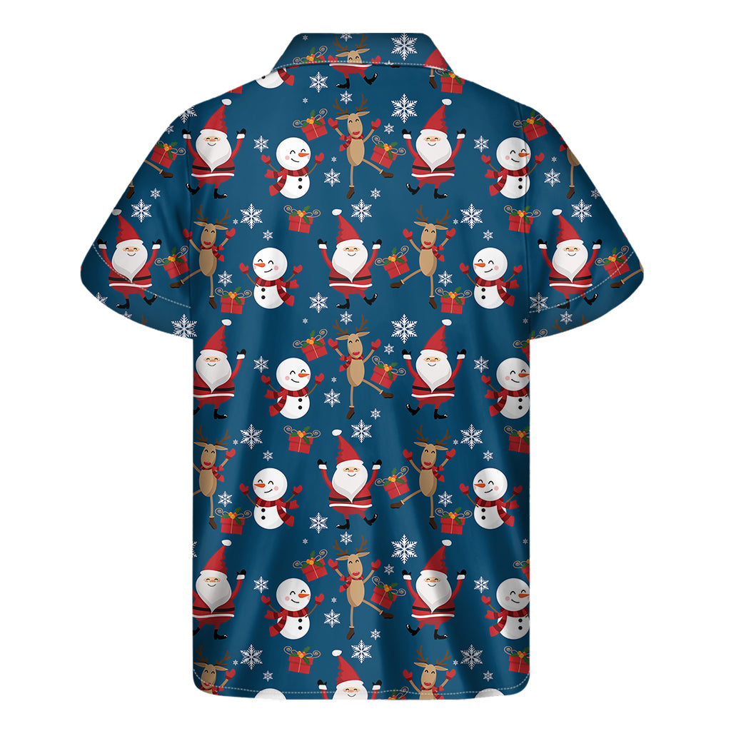 Happy Santa Claus Pattern Print Men's Short Sleeve Shirt