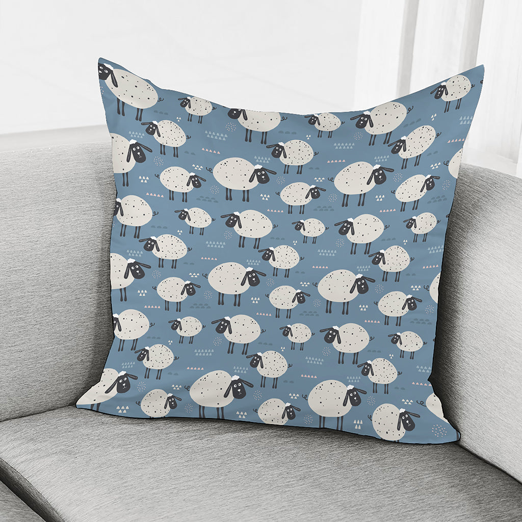 Happy Sheep Pattern Print Pillow Cover