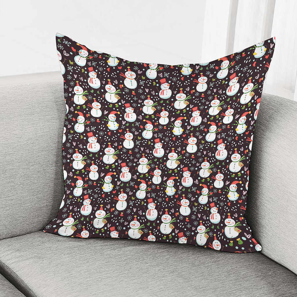 Happy Snowman Pattern Print Pillow Cover