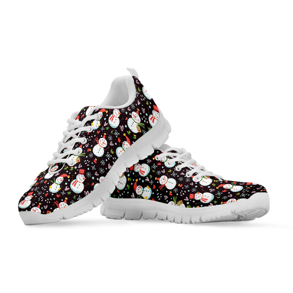 Happy Snowman Pattern Print White Sneakers