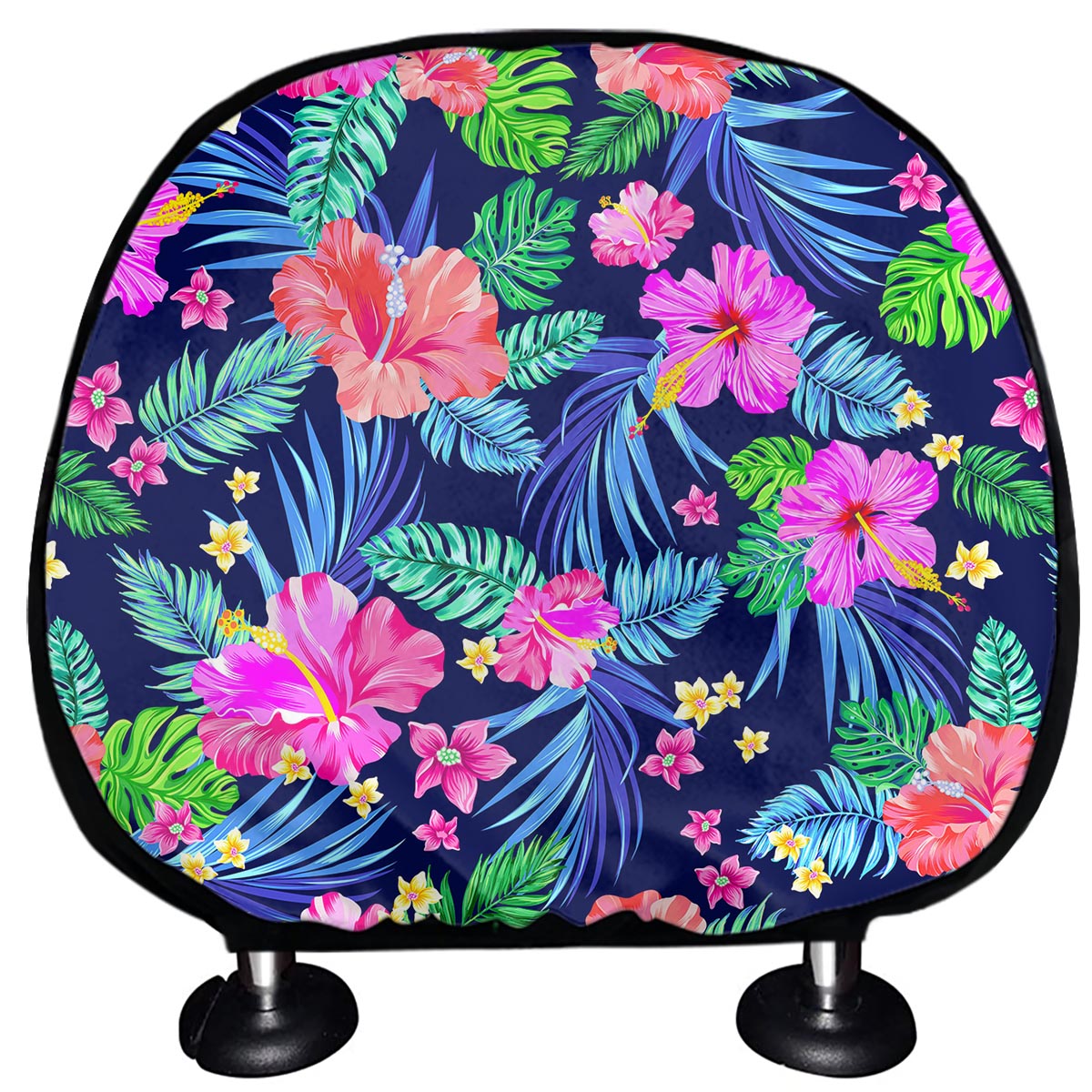 Hawaii Exotic Flowers Pattern Print Car Headrest Covers