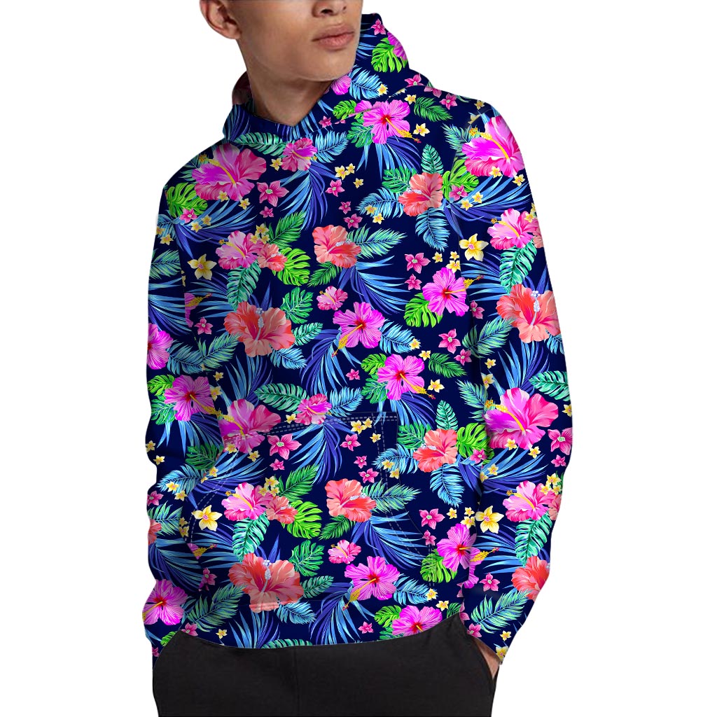 Hawaii Exotic Flowers Pattern Print Pullover Hoodie