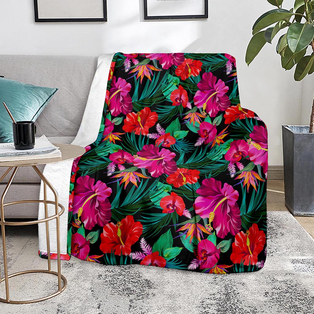 Hawaii Floral Flowers Pattern Print Blanket