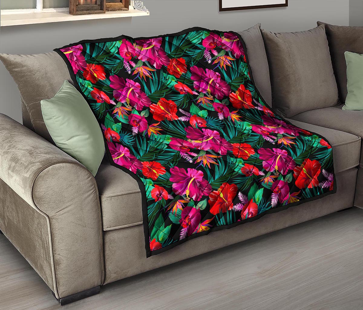 Hawaii Floral Flowers Pattern Print Quilt