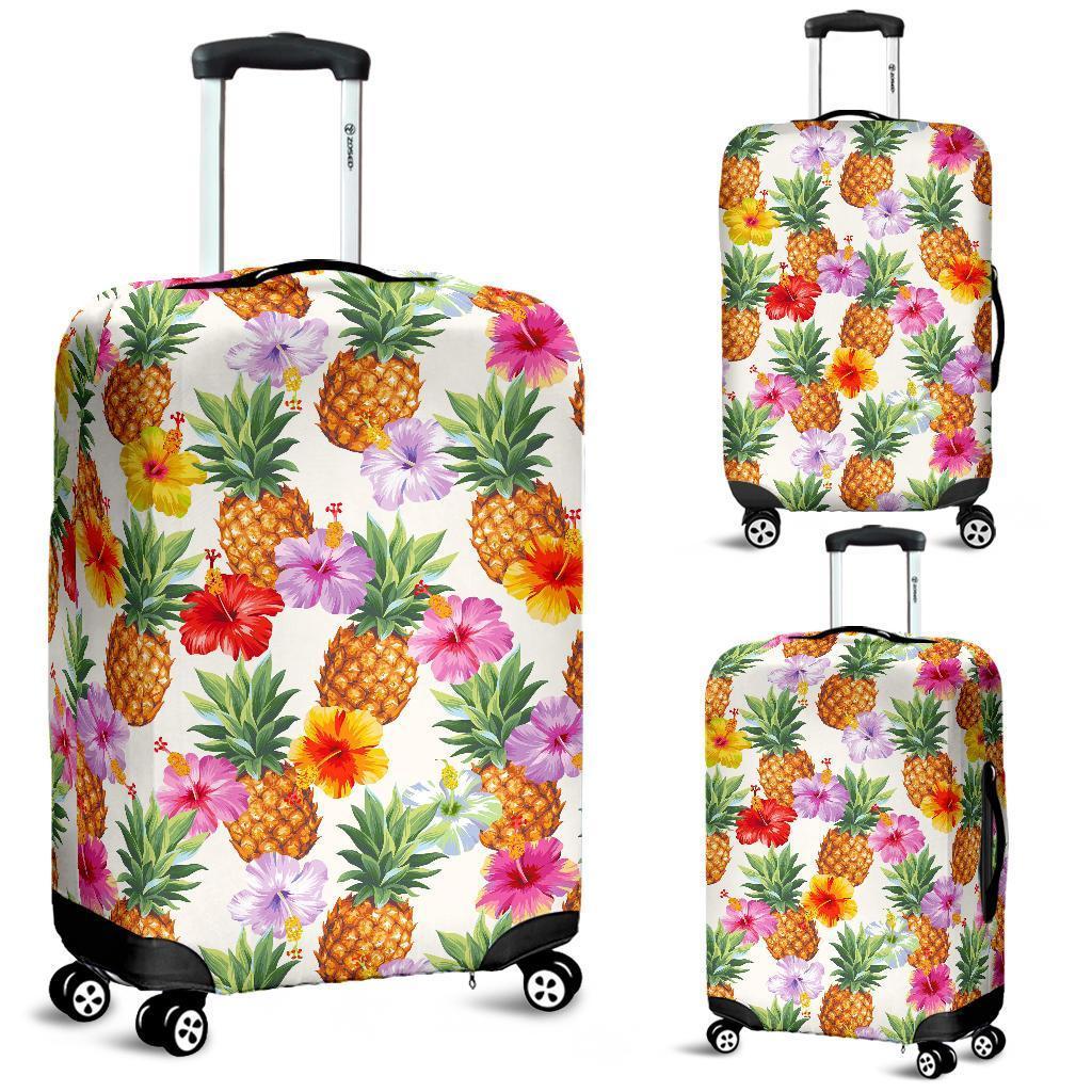 Hawaii Hibiscus Pineapple Pattern Print Luggage Cover GearFrost
