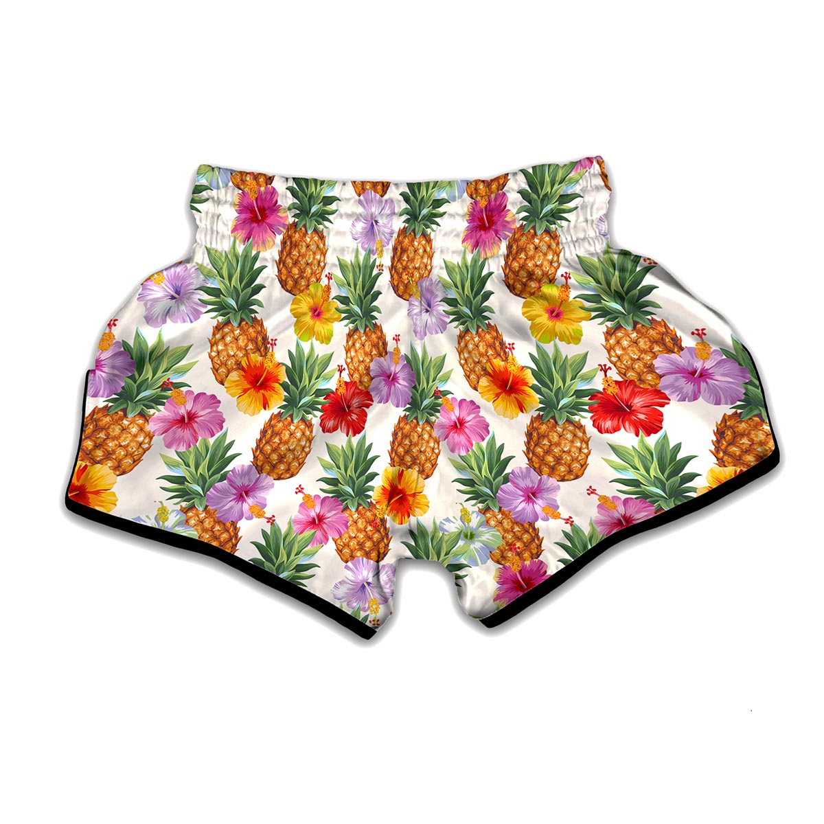 Hawaii Hibiscus Pineapple Pattern Print Muay Thai Boxing Shorts