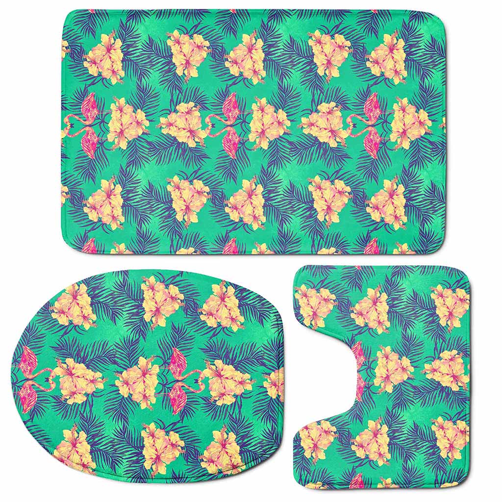 Hawaii Tropical Paradise Pattern Print 3 Piece Bath Mat Set