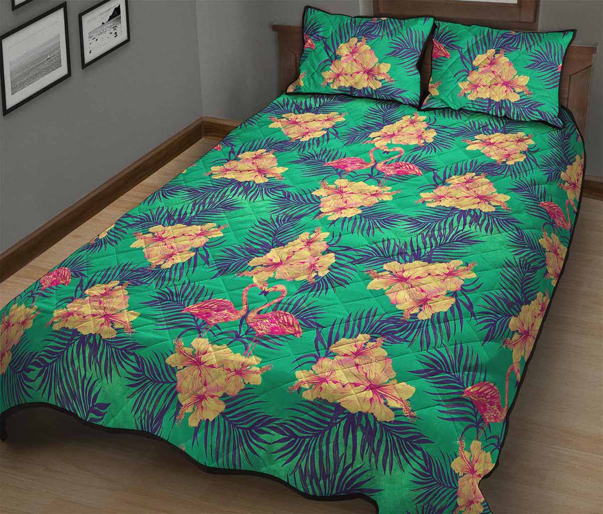 Hawaii Tropical Paradise Pattern Print Quilt Bed Set