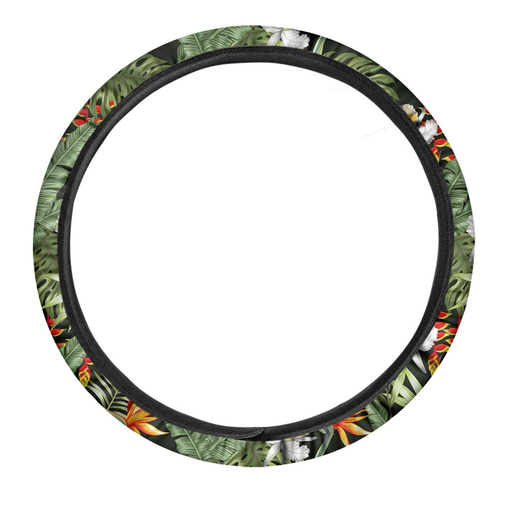 Hawaii Tropical Plants Pattern Print Car Steering Wheel Cover