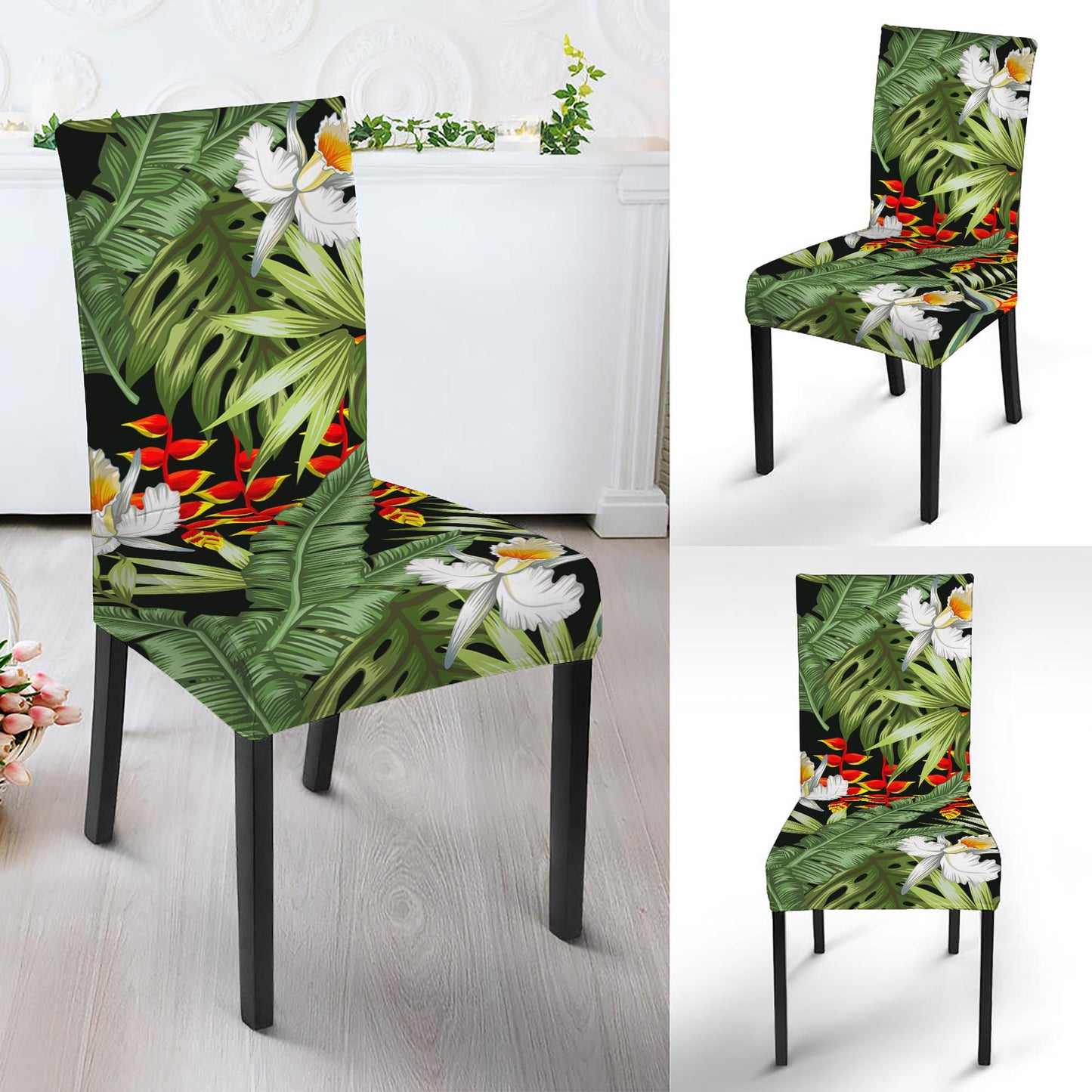 Hawaii Tropical Plants Pattern Print Dining Chair Slipcover