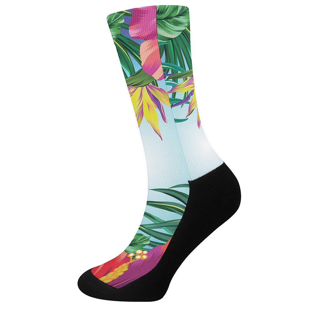 Hawaiian Aloha Flower Print Crew Socks
