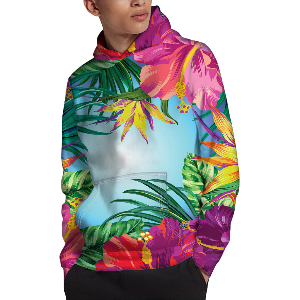 Hawaiian Aloha Flower Print Pullover Hoodie