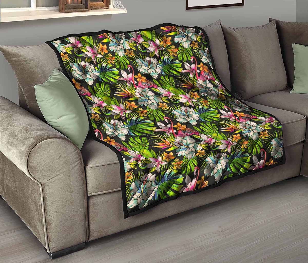 Hawaiian Aloha Tropical Pattern Print Quilt