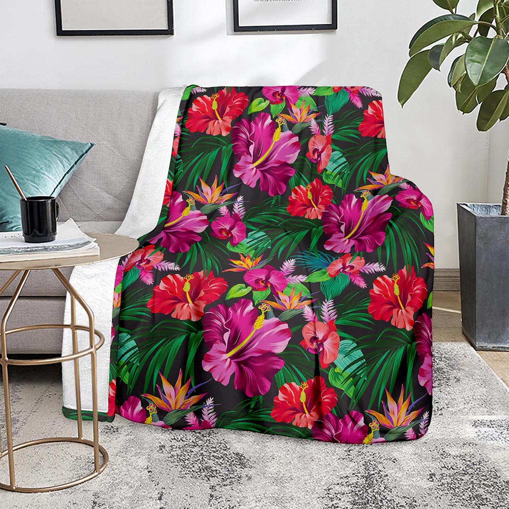 Hawaiian Floral Flowers Pattern Print Blanket