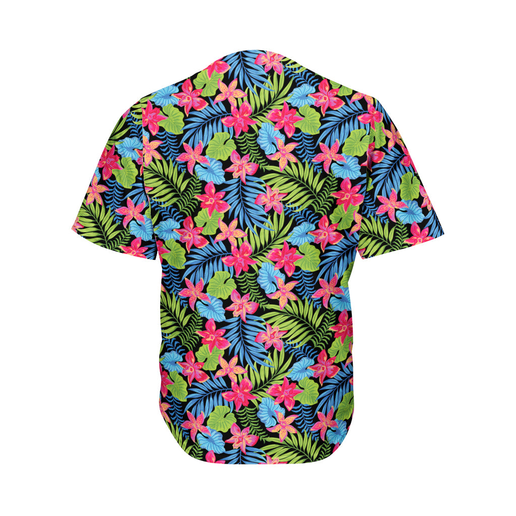 Hawaiian Floral Pattern Print Men's Baseball Jersey