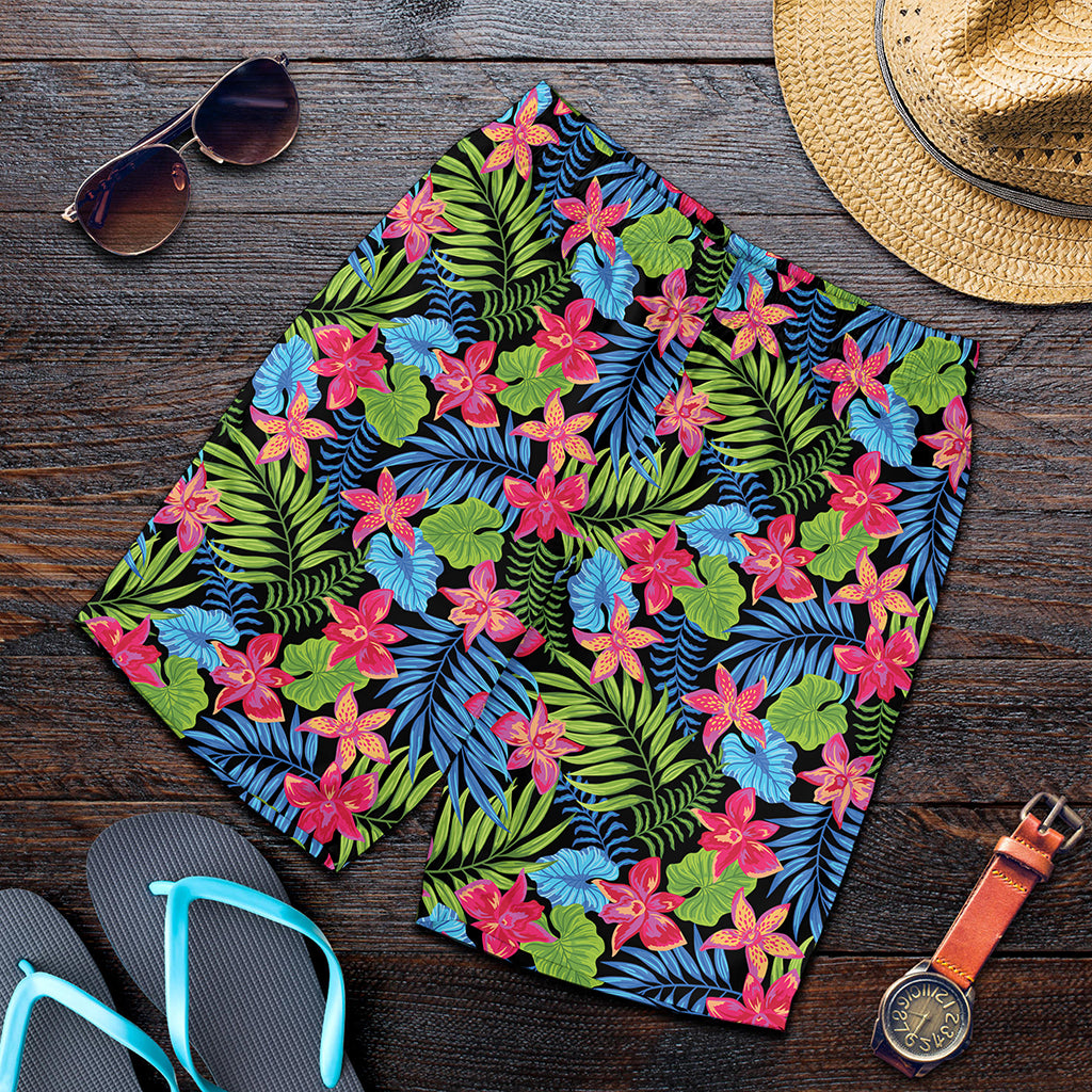 Hawaiian Floral Pattern Print Men's Shorts