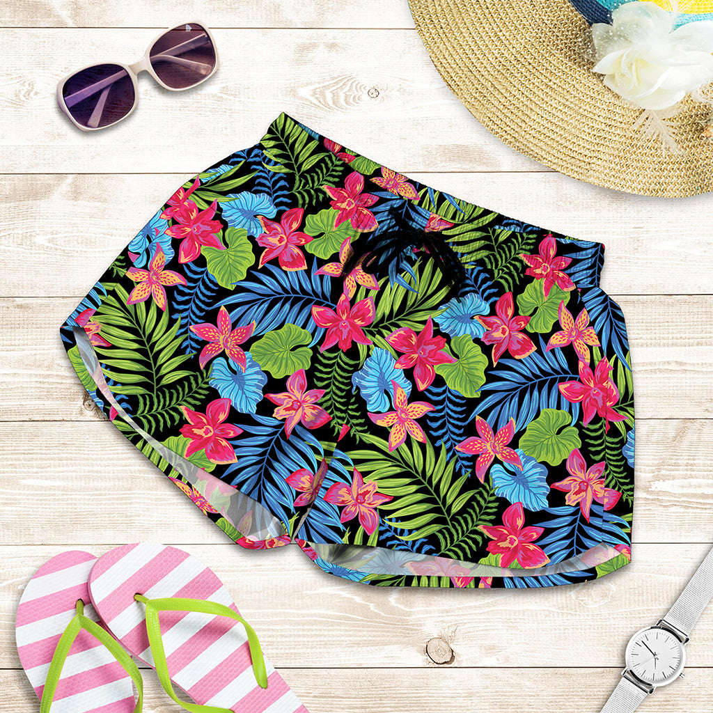 Hawaiian Floral Pattern Print Women's Shorts