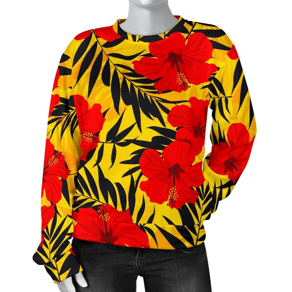 Hawaiian Hibiscus Flowers Pattern Print Women's Crewneck Sweatshirt GearFrost