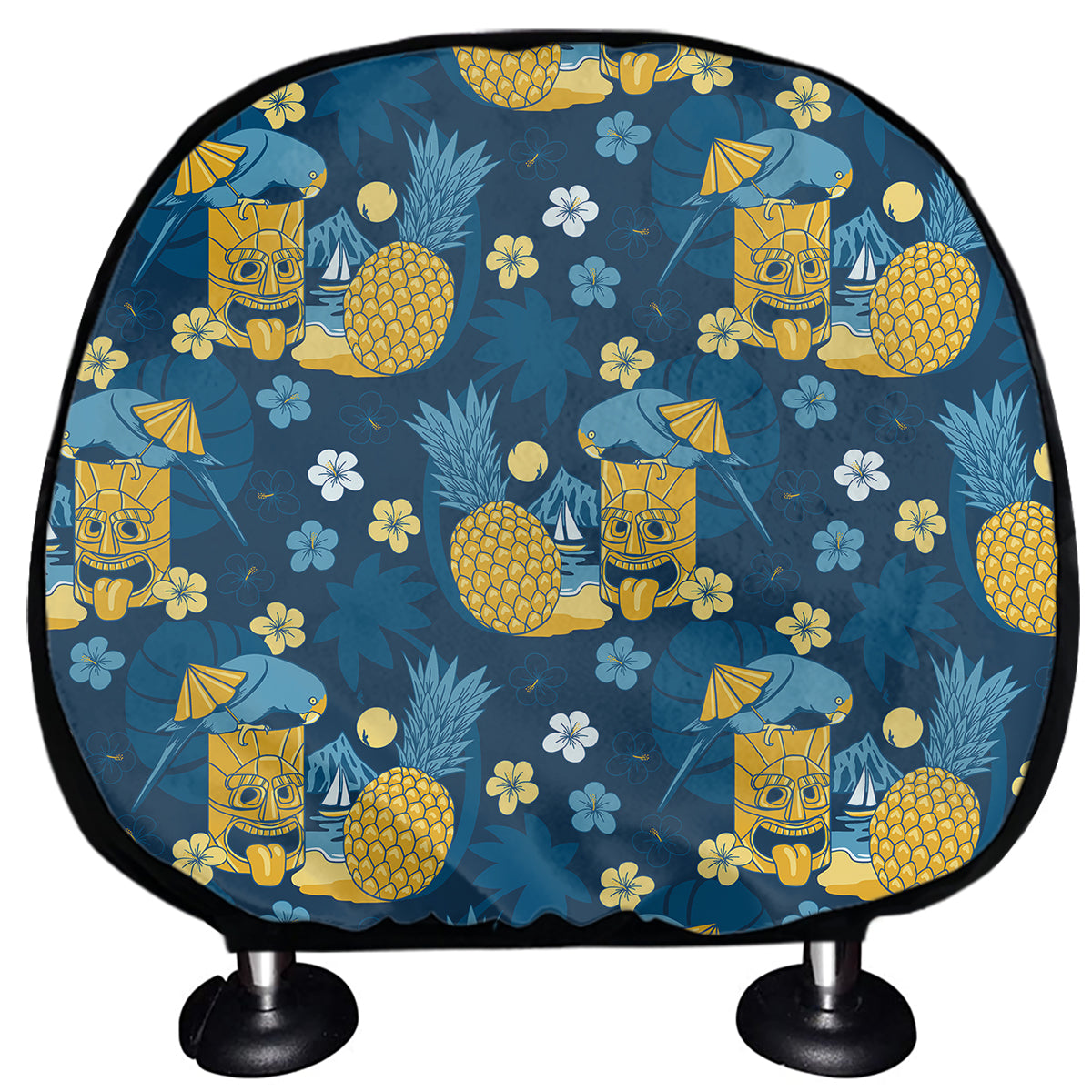 Hawaiian Tiki Pattern Print Car Headrest Covers