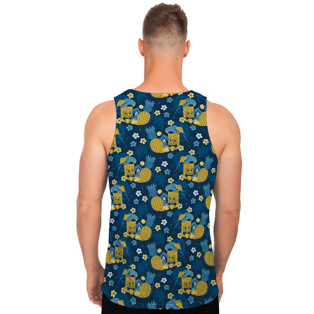 Hawaiian Tiki Pattern Print Men's Tank Top