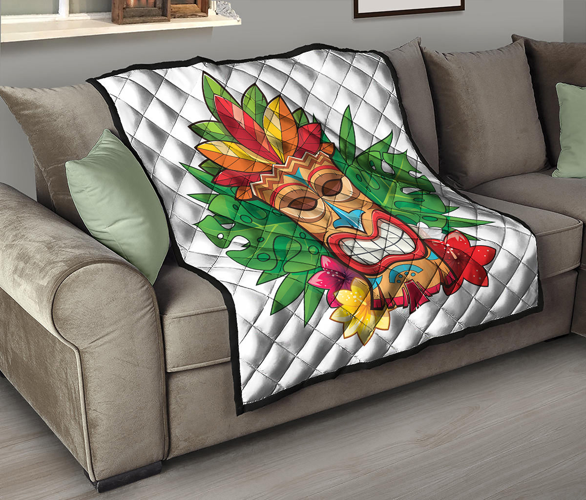 Hawaiian Tiki Print Quilt
