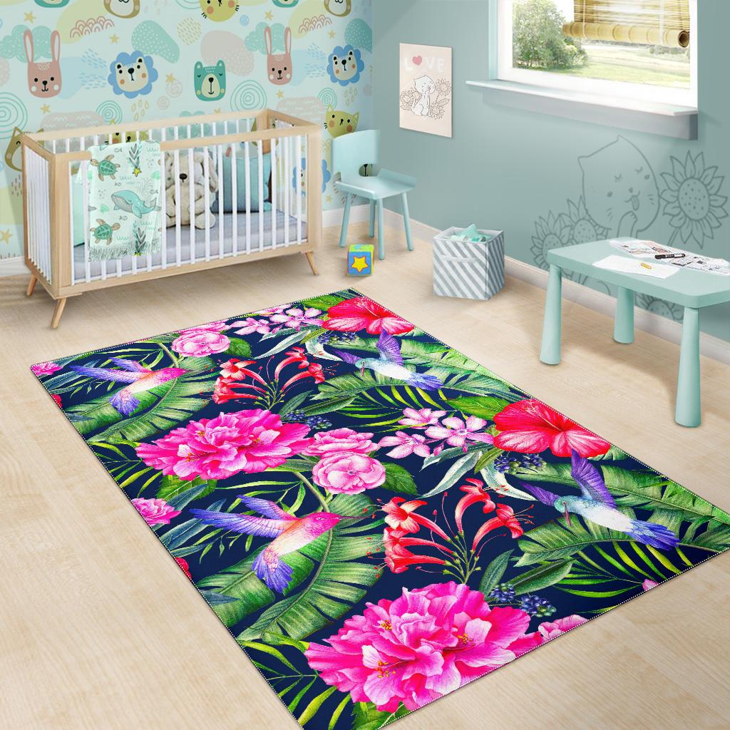 Hawaiian Tropical Birds Pattern Print Area Rug GearFrost