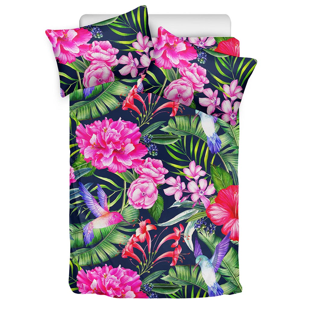 Hawaiian Tropical Birds Pattern Print Duvet Cover Bedding Set