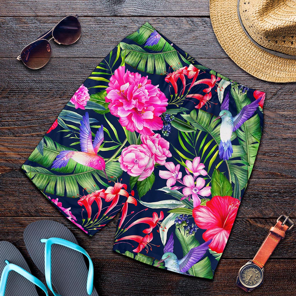 Hawaiian Tropical Birds Pattern Print Men's Shorts