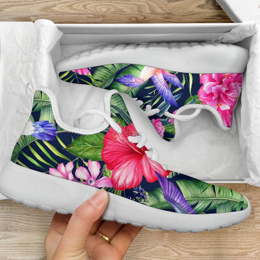 Hawaiian Tropical Birds Pattern Print Mesh Knit Shoes GearFrost
