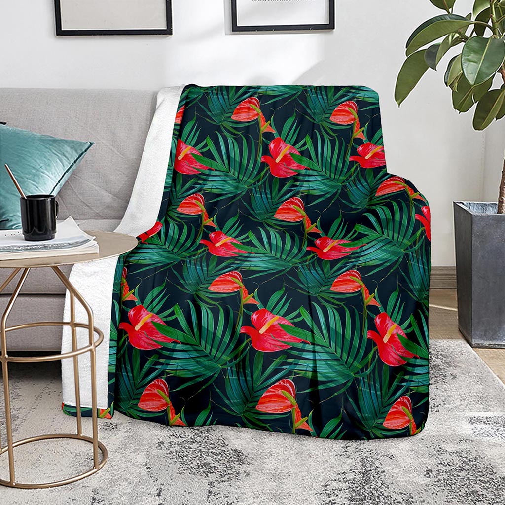 Hawaiian Tropical Flowers Pattern Print Blanket