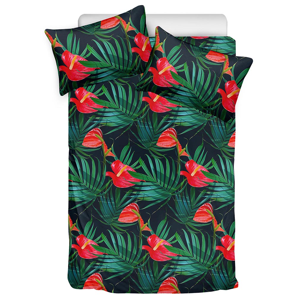 Hawaiian Tropical Flowers Pattern Print Duvet Cover Bedding Set