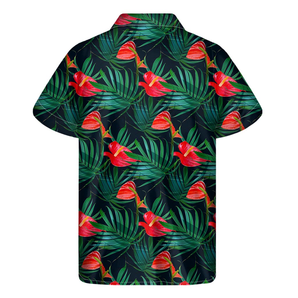 Hawaiian Tropical Flowers Pattern Print Men's Short Sleeve Shirt
