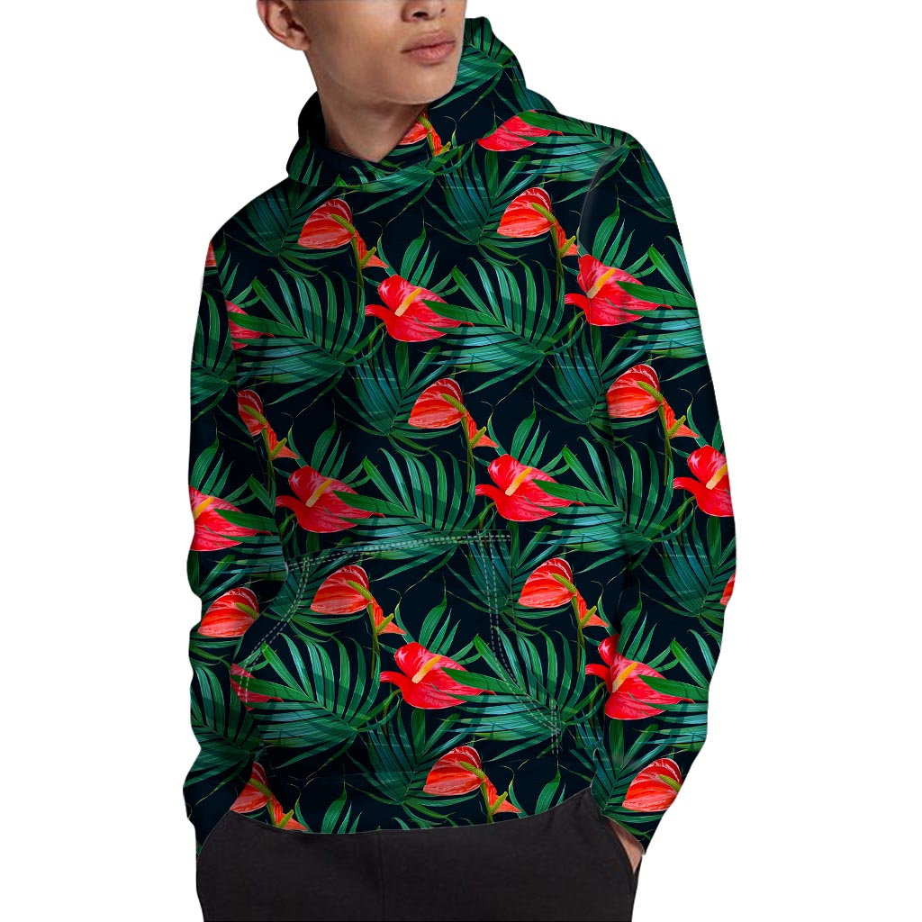 Hawaiian Tropical Flowers Pattern Print Pullover Hoodie