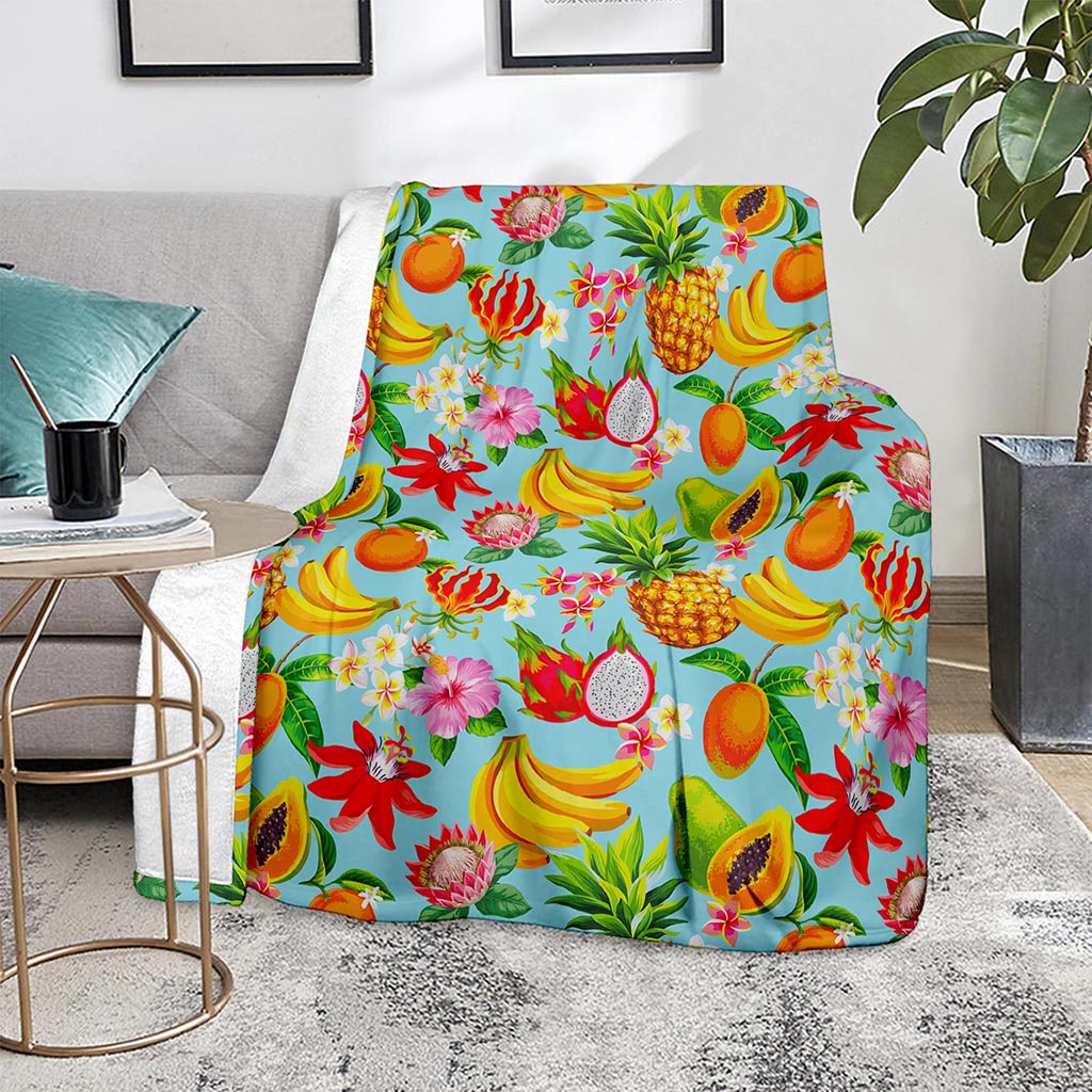 Hawaiian Tropical Fruits Pattern Print Blanket