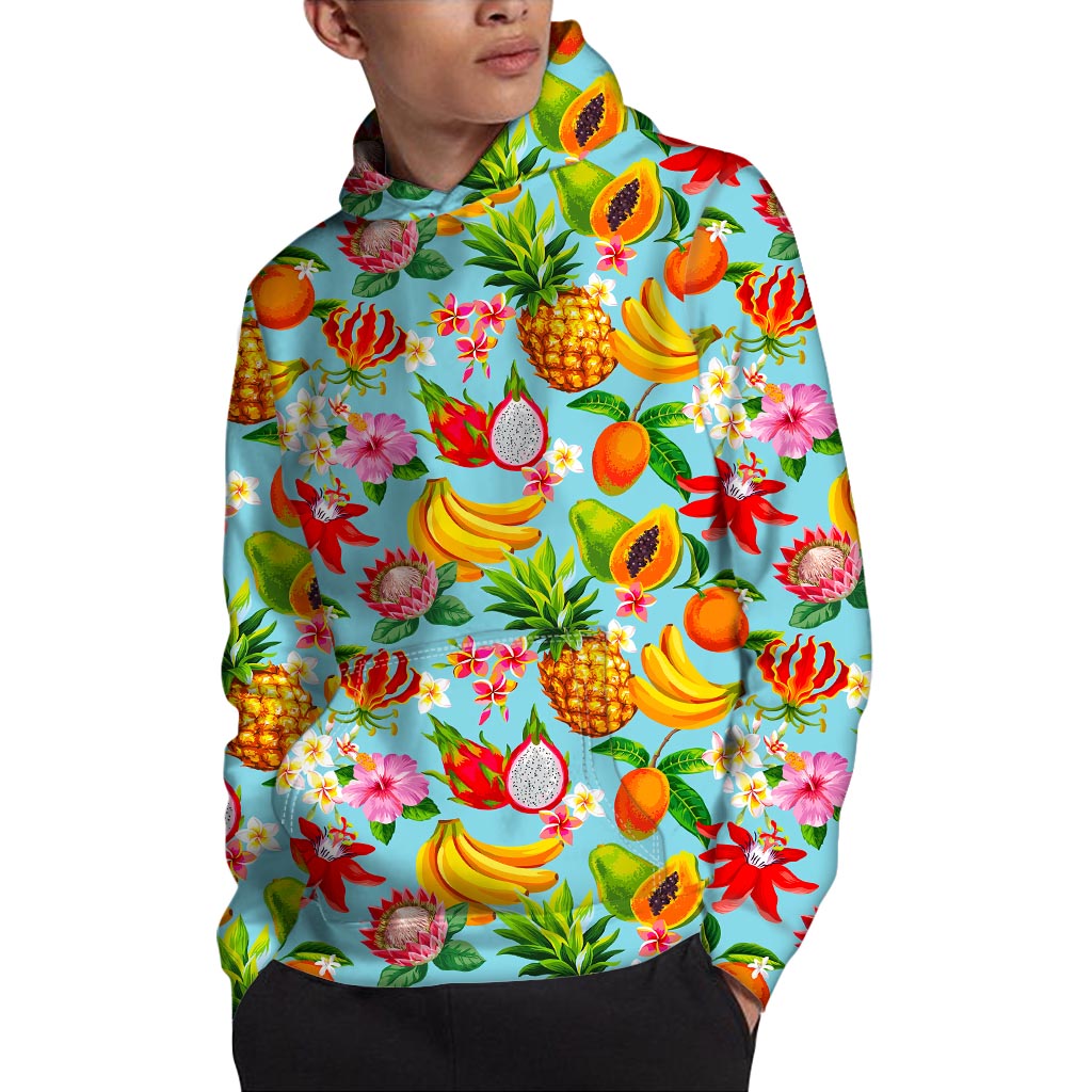 Hawaiian Tropical Fruits Pattern Print Pullover Hoodie