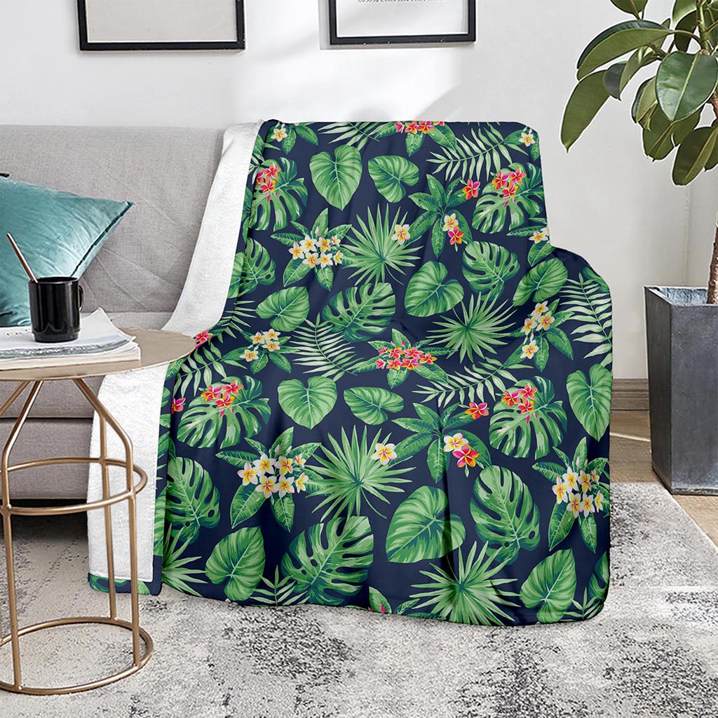 Hawaiian Tropical Leaves Pattern Print Blanket